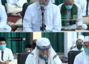 Para Masyayikh Lirboyo memakai ‘Face Shield’ dalam ngaji tatap muka dengan santri