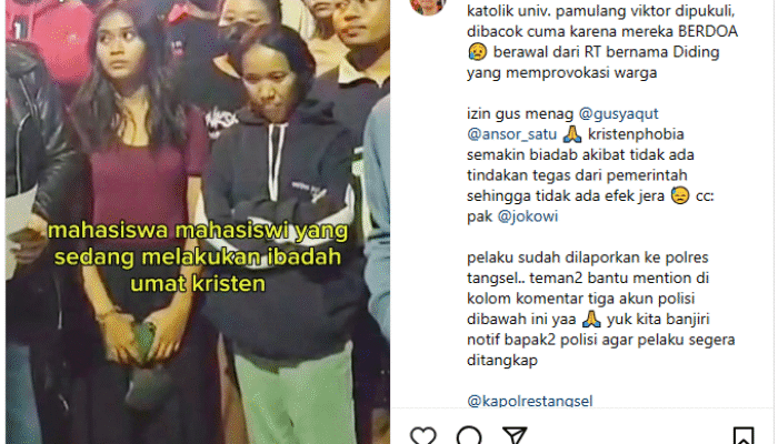 Persekusi Terhadap Mahasiswa Beribadah di Tangerang, Netizen Geram